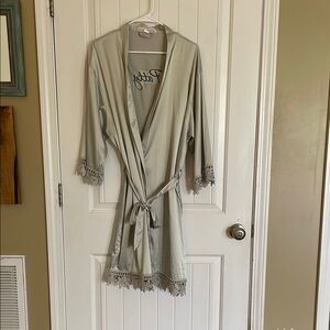 Kennedy Blue plus size mint green Lace Trim Robe